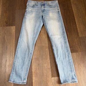 SMN Denim Men's 32 Light Blue Denim The Finn Tapered Slim Selvedge Jean USA Made